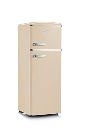 SEVERIN - Frigorífico combi retro de 206 L, frigorífico y congelador combinado de 2 puertas, altura 146 cm, bajo consumo y silencioso, crema, RKG 8933