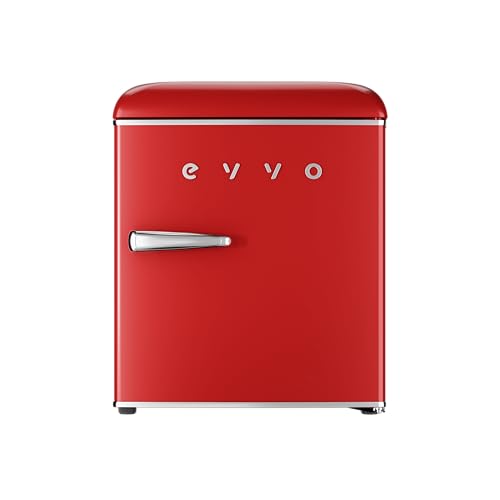 EVVO Frigorífico Mini F20 Retro Rojo, 45 litros, diseño vintage, bajo consumo, silencioso (Rojo)