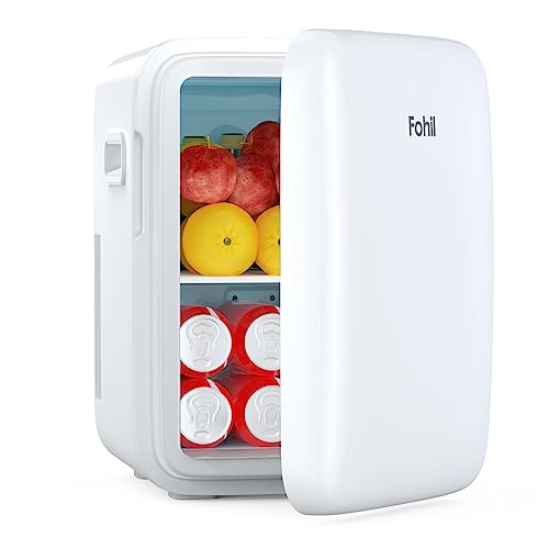 Mini Refrigerador, 10L Mini Nevera Pequeña Portatil para el Skincare Mini Frigorífico 220V/12V Nevera Vintage para Enfriar y Calentar para Habitación, Oficina, Coche, Cosméticos, Refresco, Bebidas