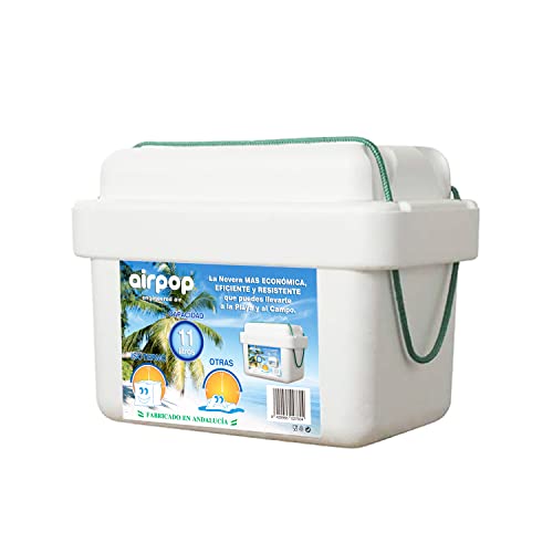 UTILBOX Nevera Portátil de Corcho Blanco Mini - 11 L. Caja Isotérmica de Poliestireno para Alimentos y Bebidas. Eficiente, Resistente y Ligera - con Asas