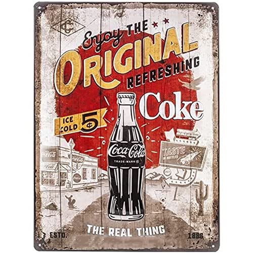 Nostalgic-Art Cartel de Chapa Retro Coca-Cola – Original Regalo para Aficionados a Coke, metálico, Diseño Vintage Decorativo, 30 x 40 cm