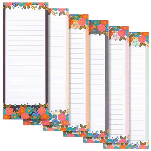 Bloc de notas magnético para lista de tareas, con diseño floral (60 hojas, paquete de 6)