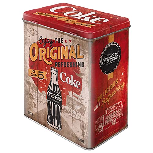 Nostalgic-Art Caja de almacenamiento retro L, Coca-Cola - Highway 66 – Idea de regalo para amantes a Coke, Lata grande de café, Diseño vintage, 3 l