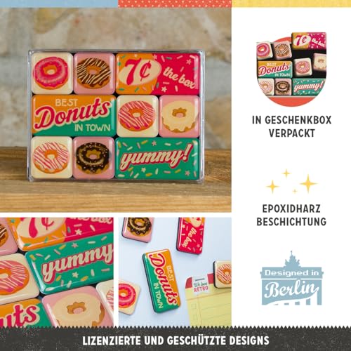 Nostalgic-Art Juego de Imanes Retro USA – Donuts – Idea de Regalo para la Cocina, Decoración para la Nevera, Diseño Vintage, 9 Unidades, 9