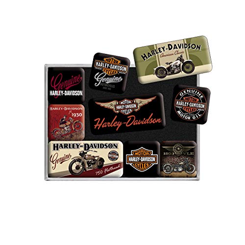 Nostalgic-Art, Juego de Imanes Retro, Harley Davidson Bikes – Regalo para Motociclistas, Decoración para la Nevera, Diseño Vintage, 9 Unidades